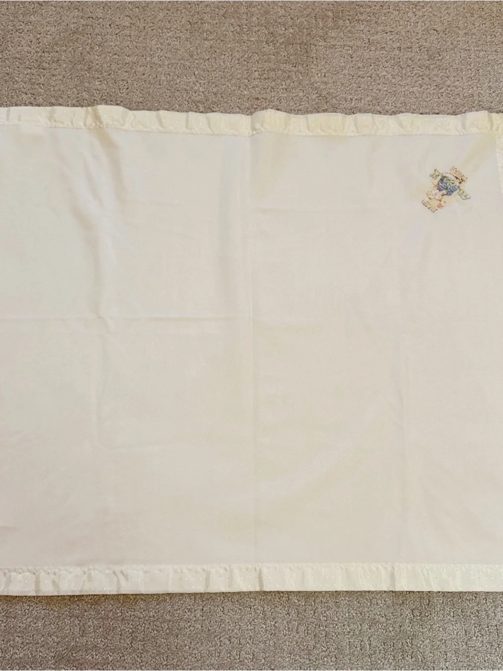 Vintage Quiltex Beatrix Potter Peter Rabbit Baby Receiving Blanket Satin Trim